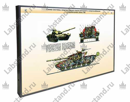 Стенд-планшет «Схема системы электрического пуска двигателя  и энергоснабжения потребителей танка Т90»