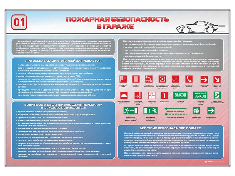 Стенд "Пожарная безопасность в гараже"